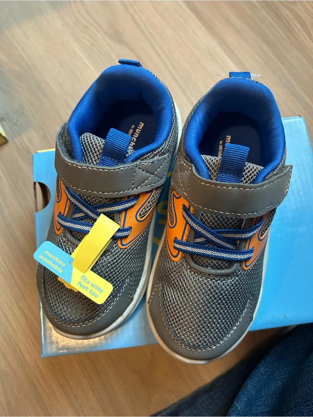 Stride Rite Gray Sneakers with Orange Accent and Blue Lining